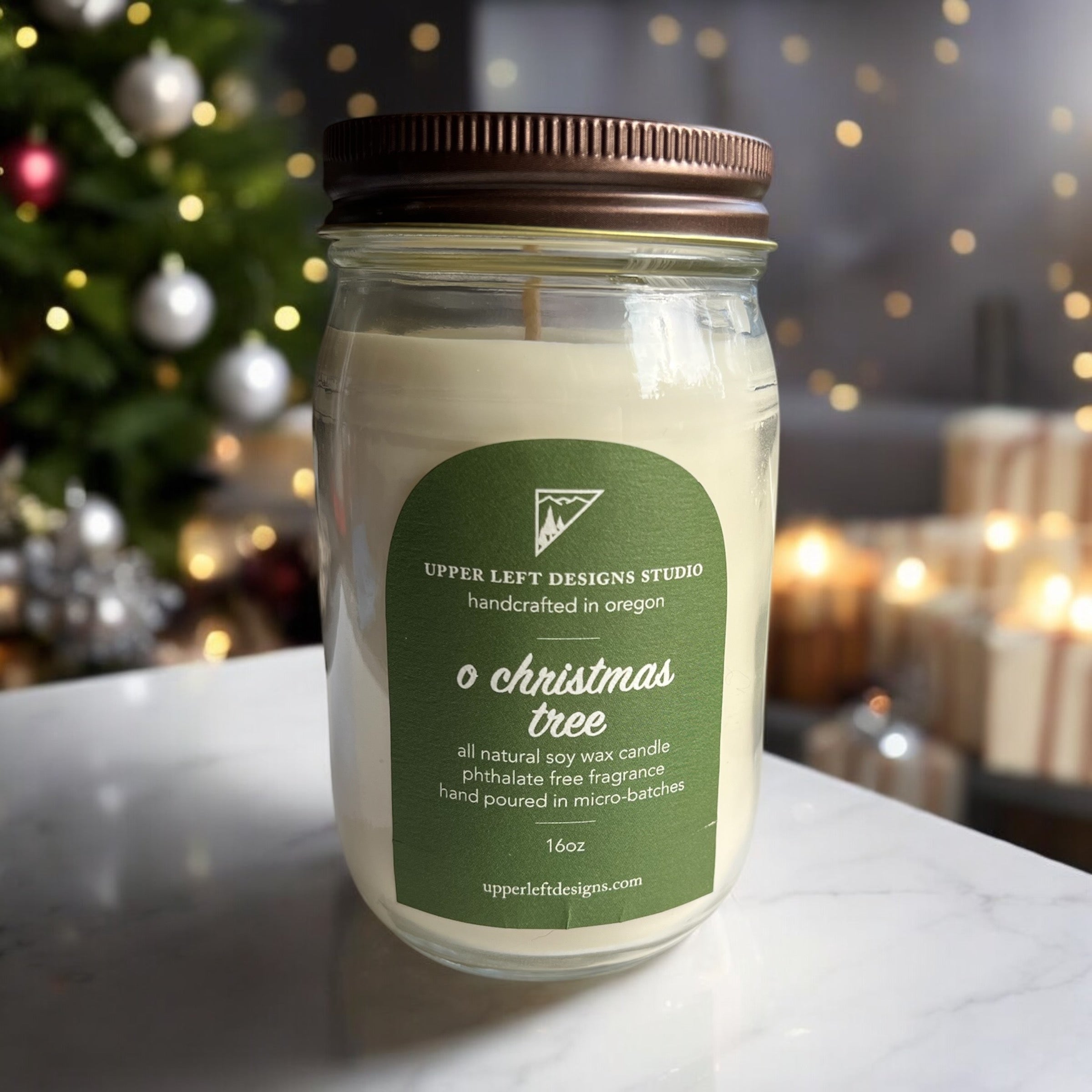 o christmas tree soy candle / 16oz farmhouse glass jar