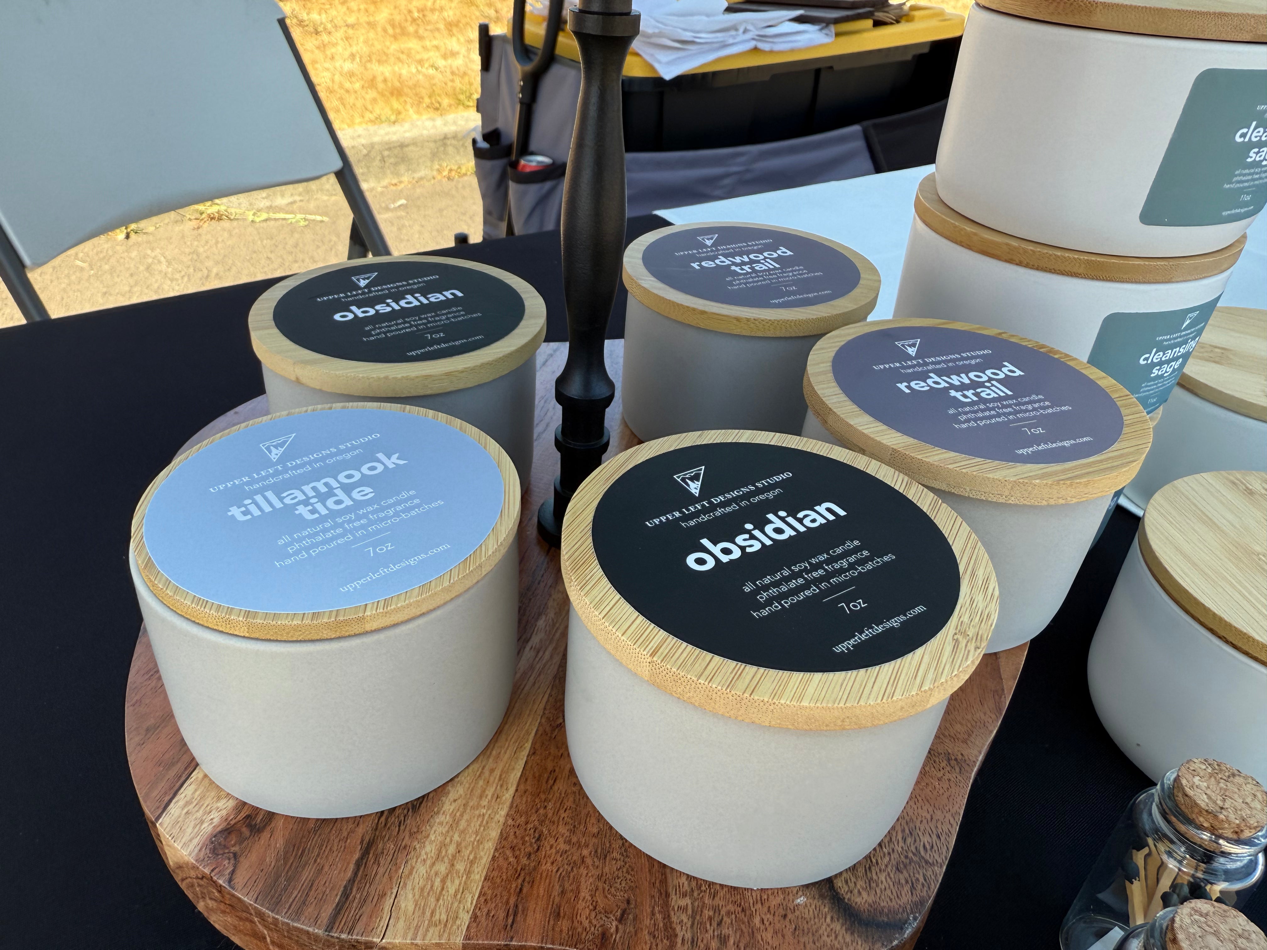 7oz gray ceramic soy candle