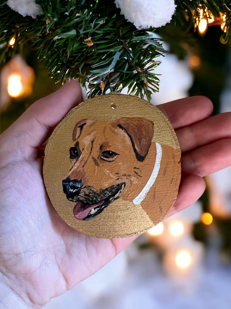 painted animal portrait ornament