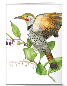 northern flicker fine art linen greeting card